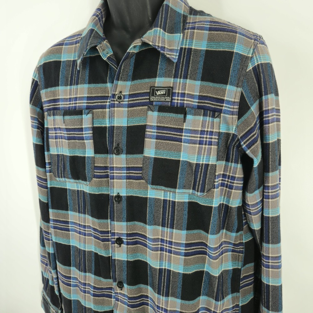 Vans Men's Size Small Flannel Shirt Blue Plaid RN 96277 Skate Surf Casual